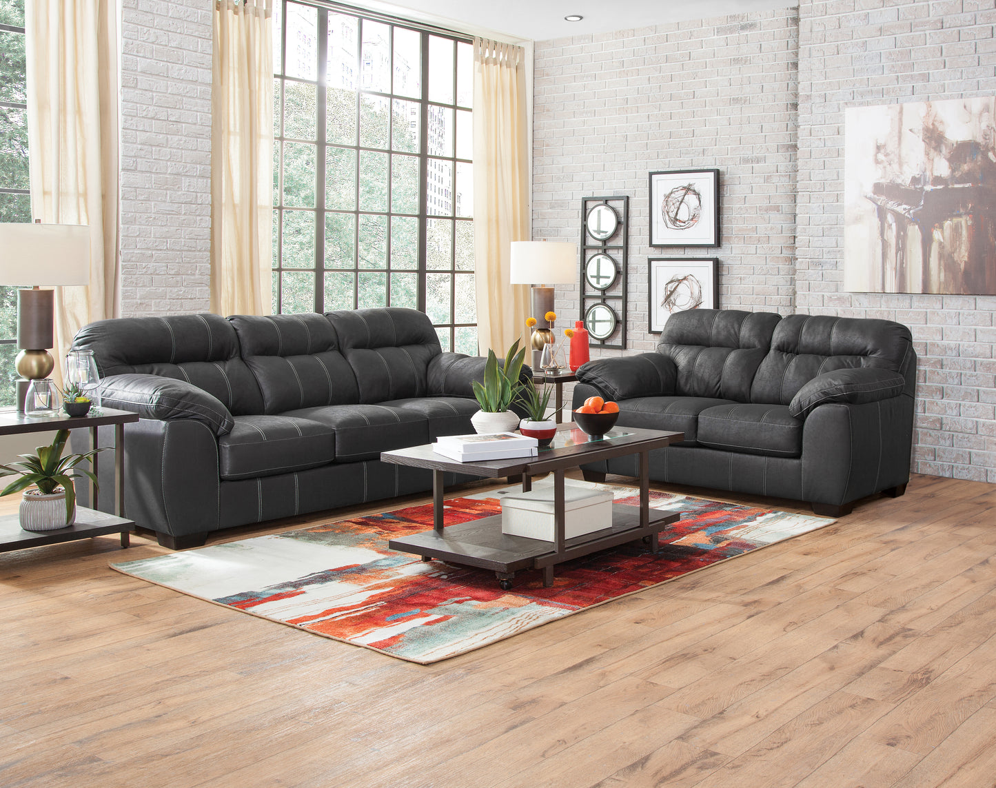 Maverick Black Sofa & Love Set
