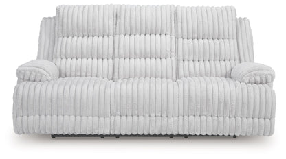 Rhines Falls - Alloy - Reclining Power Sofa With Drop Down Table