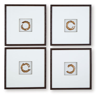 Dallbourne - White / Gold Finish - Wall Art Set (Set of 4)