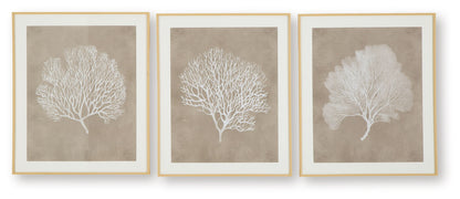 Hendridge - Taupe / White - Wall Art Set (Set of 3)
