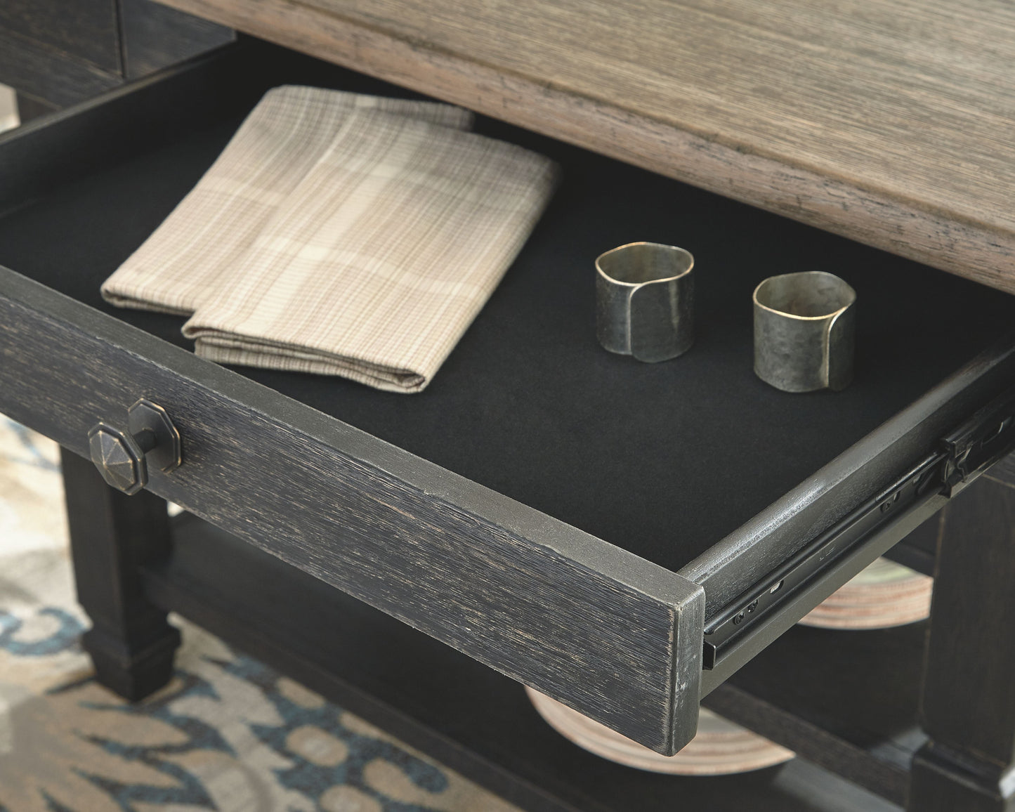 Tyler Creek - Black / Gray - Rectangular Dining Room Counter Table