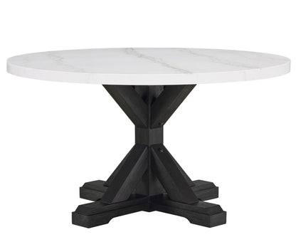 Varley - 5 Piece Round Dining Room Set - White / Gray