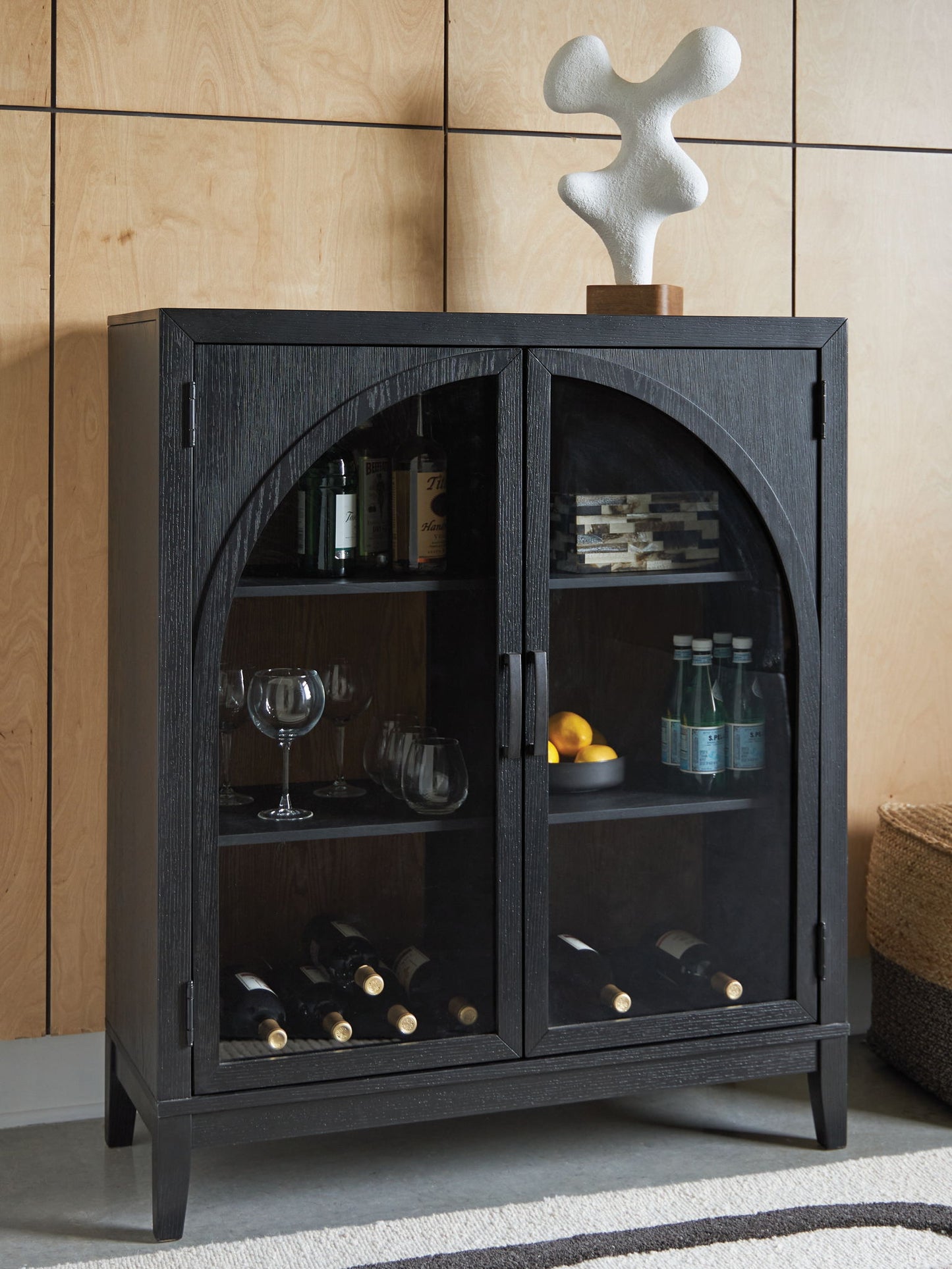 Armenleigh - Black / Brown - Bar Cabinet