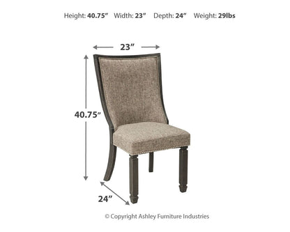 Tyler Creek - Black / Grayish Brown - Dining UPH Side Chair (Set of 2) - Framed Back