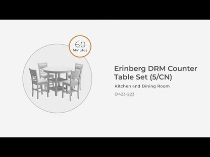 Erinberg - Antique White - Dining Room Counter Table Set (Set of 5)